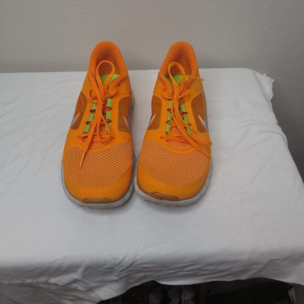 Nike Free Run 3 Womens Orange Lime Green Running Shoes 510643-800 Size 9